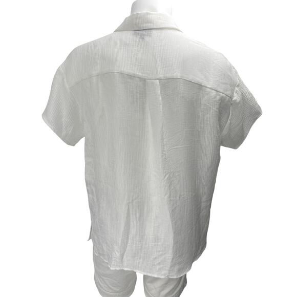 VICI Men's White Short Sleeve Collared Casual Button Down Shirt Top Size S - Picture 2 of 3